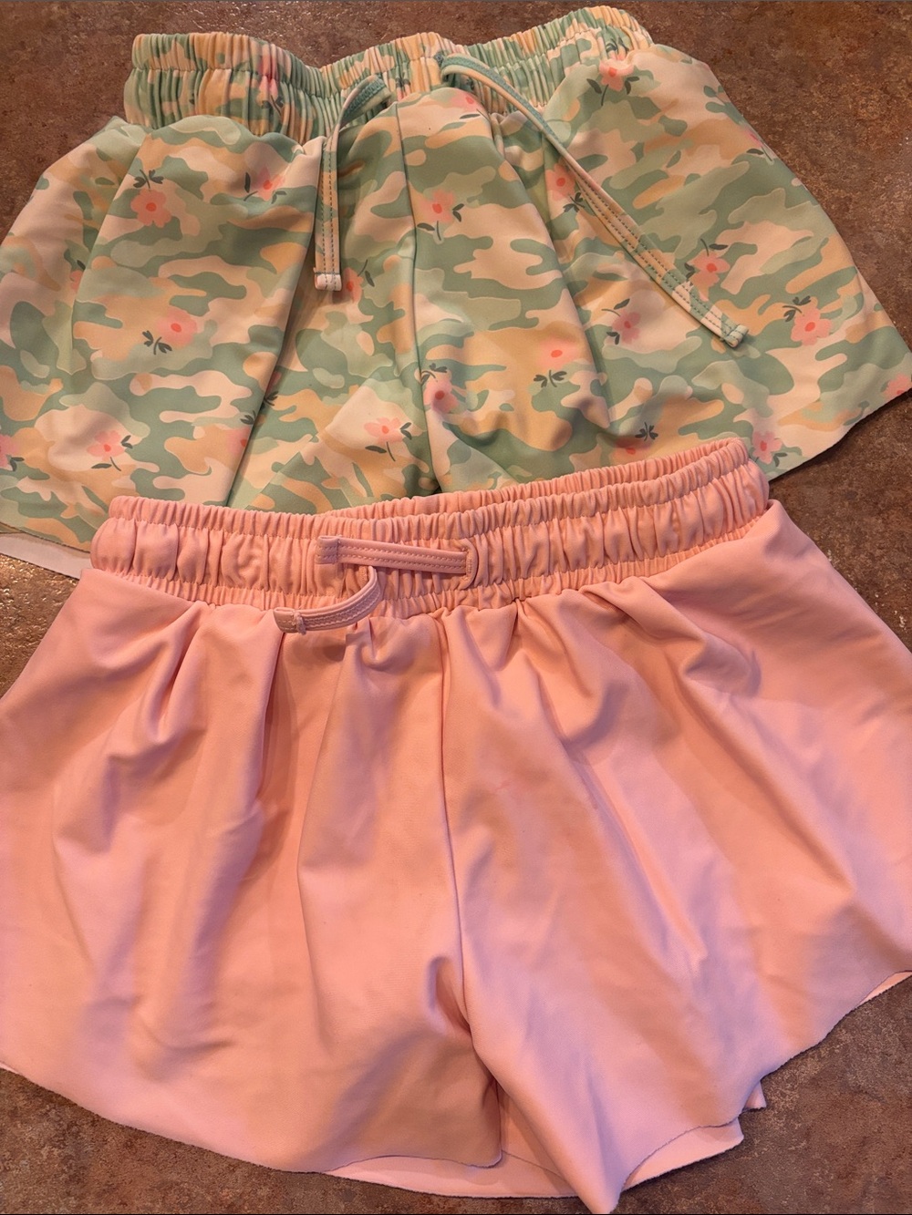 Toddler 3T Ruffle Butts Pink and Mint Floral Drawstring Active Skort/Shorts